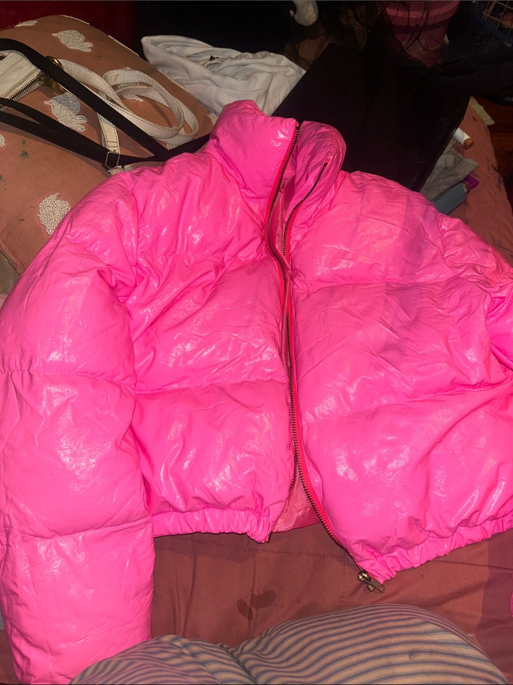 Bright Hot Pink Puffer Jacket